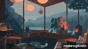 Live Wallpapers - Cozy House with Fireplace in the Mountains [60 FPS] on Make a GIF