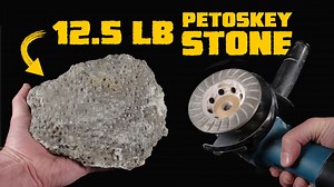 Today I'm polishing a 12.5 pound Petoskey Stone. It's always a little hard to tell if one this rough will turn out or not, but you'll just have to watch the video to find out. I used the following polishing pad grits: 30, 50, 100, 200, 400, 800, 1500, 3000. | Michigan Rocks