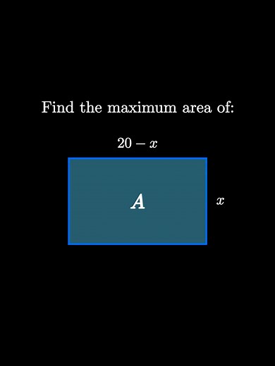 📐 Maximize Area with Derivatives (NOT Guessing!) #calculus #Optimization #APCalculus #MaxArea #Derivatives #MathChallenge #LearnCalculus 🔝 Let’s use calculus to maximize a rectangle’s area — no guessing, just clean derivatives! 🧠📐 📚 Why This Problem Matters: This is one of the first real-world optimization problems you’ll see in AP Calculus or first-semester college calc. It teaches how to go from a situation → equation → derivative → optimal solution. 🧠 What You’ll Learn: • How to build a