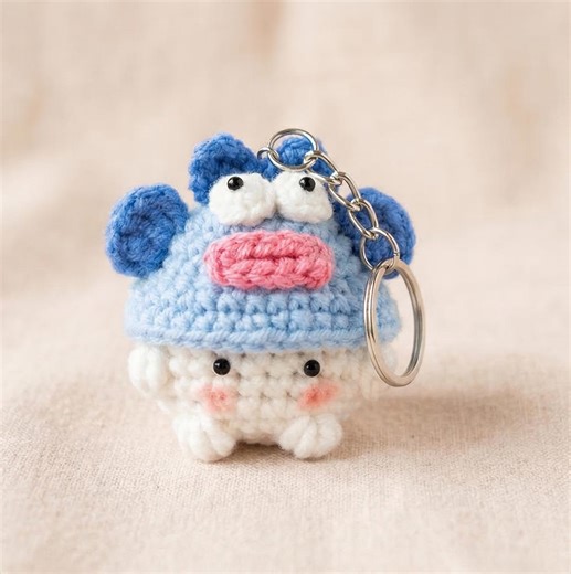 Crochet Monster Keychain, Amigurumi Plush Charm, Cartoon Creature Keyring - Etsy