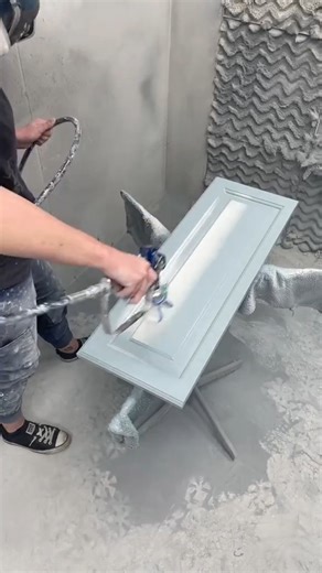 Pair an FF LP tip with your #graco sprayer to achieve superior results at low pressure on any fine finish application. Textbook Painting is using this combination, along with a Contractor PC gun to to lay down this shade of light blue. ・・・ Baby blue cabinets? Whatever you want! #babyblue #cabinetpainters #gracopaintsprayers #textbookpainting #paintinghacks #diy | Graco Inc.