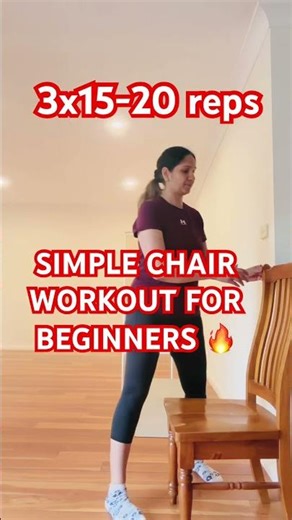 Simple CHAIR WORKOUT FOR BEGINNERS 🔥#trending #fitnessmotivation #homeworkout #dailyworkout