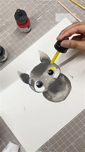 Painting a Cute Bat with ONLY 3 Acrylic Inks 🦇🎨✨