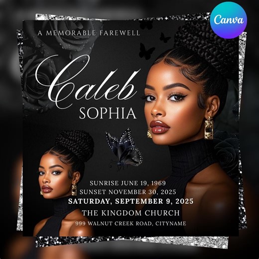 Memorial Funeral Announcement Flyer, Funeral Memorial Announcement Flyer, Funeral Announcement Template, Rest in Peace Flyer, Canva Editable - Etsy