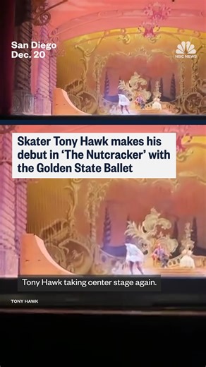 NBC News on Instagram: "San Diego native and skateboarding legend Tony Hawk made a guest appearance in the Golden State Ballet's "The Nutcracker" during their show at the San Diego Civic Theater."