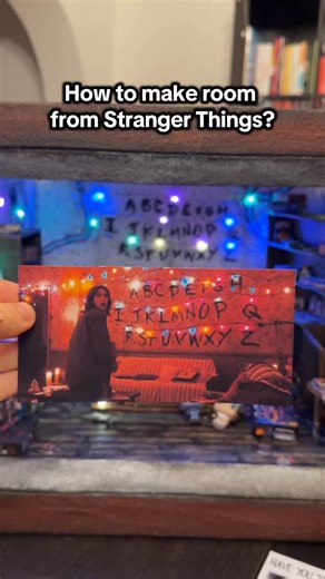 DIY HOW TO MAKE Stranger Things — Will and Joyce Byers Living Room with Christmas Lights and Alphabet on the Wall (Cardboard Box Miniature for Kinder Joy and Funko Pop Toys) PART (Episode) 25 — paper magazines #miniature #diy #strangerthings #howtomake | Vlada Rybak | Facebook