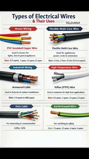 Types of electric wires and uses #wire #industrialelectrician #electrical #music