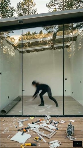 Solo Building a Modern Glass Cabin in the Woods | Full Time-Lapse