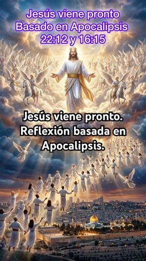 Jesús viene pronto. Basado en Apocalipsis. #jesus #apocalipsis #reflexion #dios