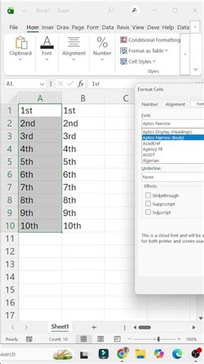 AUTO SUPERSCRIPT (1ST) IN EXCEL
