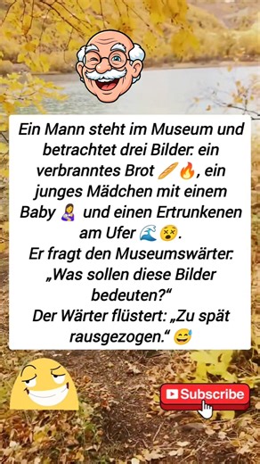 Schwarzer Humor über drei rätselhafte Bilder im Museum.#witz #lustig #witzig #kurzewitze