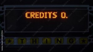 Pinball machine screen with insert coin and no credits message flashing