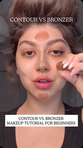 Tara Sighary on Instagram‎: "in makeup school this is how we teach you the difference between BRONZER VS. CONTOUR not only should you know that they are not the same but how to use them. one is for a contouring and giving your bone structure and the other one gives you a sunkissed warm makeup look The formula of these makeup products are also different. It should be blendable vs thick easy viral beginner makeup tutorial My contour stick is @hauslabs @ladygaga a precision sculpt shaping balm cont