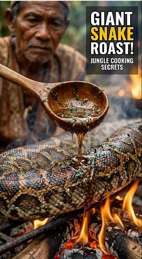 Tribe Traditions: Catch & Cook Giant Python 🐍🔥#triballife #tribefood #shorts