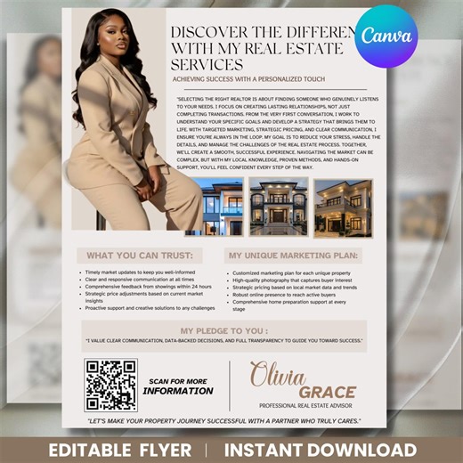 Real Estate Flyer Template, Luxury Realtor Marketing, Editable Canva, Modern Property Design For, Property Promotion - Etsy