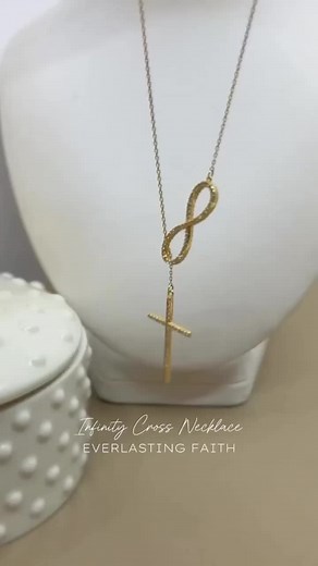 Gold Infinity Cross Necklace with CZ Stones | Rajiv's Jewellers TT