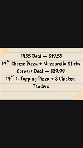 Come visit us at Ledo Pizza Hanover, MD and try our amazing specials! ✨ Great food, great deals, and always fresh from the oven! 1955 Deal – $19.55 (14″ Cheese Pizza Mozzarella Sticks) Corners Deal – $29.99 (14″ 1-Topping Pizza 8 Chicken Tenders) Football Deal – $39.99 (18″ 1-Topping Pizza 12 Wings) Feastival Deal – $39.99 (2 × 14″ 1-Topping Pizzas Garlic Bread 2-Liter Soda) | Ledo Pizza
