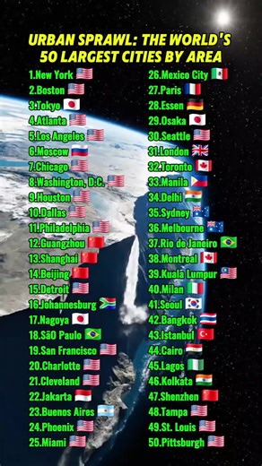 Urban Sprawl: The World's 50 Largest Cities by Area