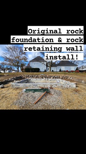 The Heritage Woodworks crew installed the original salvaged rock foundation on top of the concrete foundation. Plus Ryan Etnier installed a rock retaining wall. Learn more about the 1859 Log Cabin project here: https://www.storycityhistory.org/log-cabin-restoration.html | Story City Historical Society