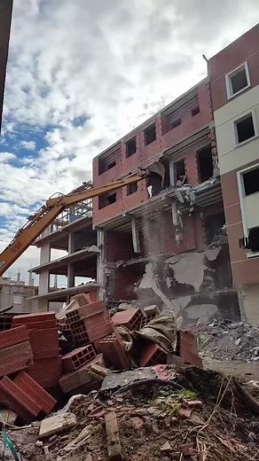 Multi-Story Building Demolition in Action