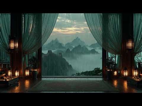 Rainy fantasy castle ambience | lantern glow soft rainfall for deep sleep dreamy calm and quiet