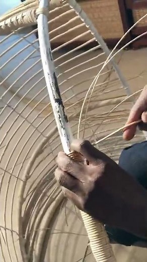 Basic tutorial of how we weave our rattan on wrought egg chairs.