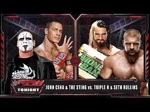 WWE RAW 14 - John Cena & Sting vs Triple H & Seth Rollins - WWE RAW Full Match HD!