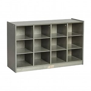 ECR4Kids 12 Cubby Mobile Tray Storage Cabinet, 3x4, Classroom Furniture, Grey Wash