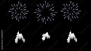Firework burst effect, comic background and 2d animation