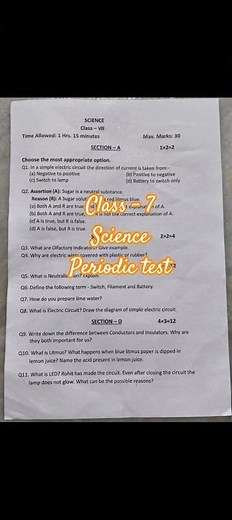 Class 7 Science PT Test 1 Question Paper (6 July 2026) | New NCERT Curiosity | Chapters 2 & 3