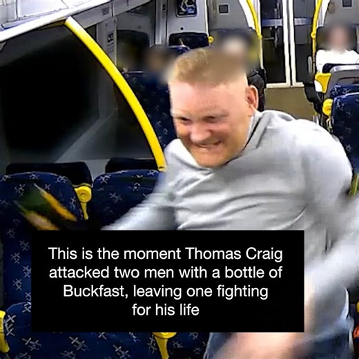 British Transport Police on Instagram: "Crystal clear CCTV captured the terrifying moment this thug launched a violent attack, armed with a bottle of Buckfast, on board a train in Glasgow  Thomas Craig left a man fighting for his life after stabbing him with the broken neck of the bottle, and assaulted another. With CCTV like this he stood no chance. He’s just been convicted of Attempted Murder and Serious Assault. Read the full story on our website "