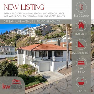 NEW LISTING with HUGE lot in Pismo -- GREAT unobstructed ocean views....