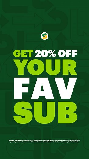 The savings stack  use code TWENTYOFF for 20% off a sub. | Subway | Facebook