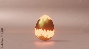 Easter light golden moving and motion swings from side to side on pink gold background. Easter egg holiday motion. Happy Easter Greeting. Loop video 4k graphic 3d animation