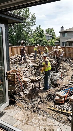 I Secretly Turn Backyard Into Rock Waterfall Garden