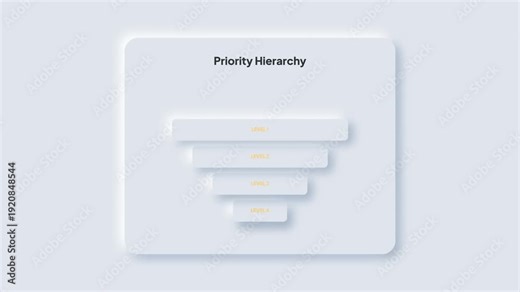 Neumorphic Priority Hierarchy Infographic Video, Minimalist Funnel Chart Animation for Business Levels, Soft Shadow UI Design for Task Organization