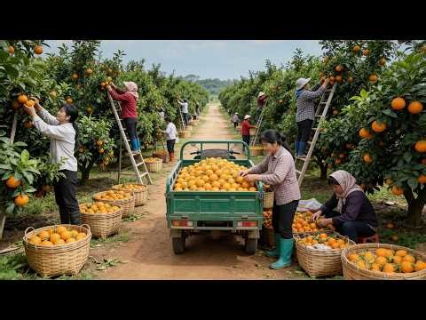 Timelapse - Harvest Ripe Oranges from the Orange Farm | Countryside Market