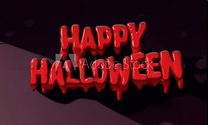 Dark, spooky Happy Halloween text with animated blood oozing from the top of the letters.