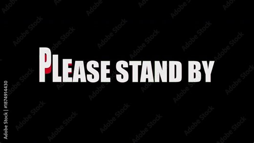 Please stand by text animation in RGB colors with wavy echo style