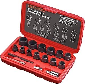 GETLITOOL 17Pcs Impact Bolt Extractor Tool Set, 42CR-MO Impact Bolt & Nut Remover Set with Storage Case, Nut Extractor Socket with Adapter for Car Repair, Machine Maintenance, Tools for Men's Gift