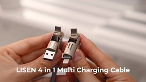 LISEN USB C to Lightning Cable, 240W 4 in 1 Charging Cable 6.6FT, Chubby USB A/C to C/Lightning with Light for iPhone Charger Fast Charging iPhone Air 17 16 15 14 Pro/MacBook/iPad/Samsung/Switch 2