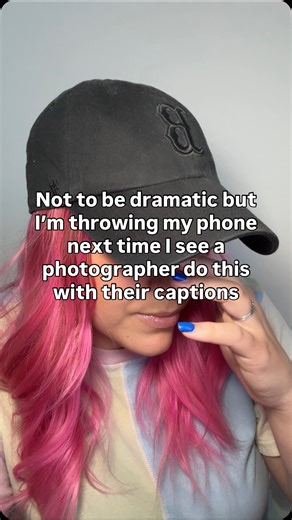 Parkway Media | Social Media Coach for Photographers on Instagram: "Please don’t make me throw my phone 😩 Your captions should sound like you’re talking to a client at a shoot. Use words you actually say, jokes you actually make, and the show off the personality you have! Clients can tell when it’s real and that’s what books them! Here are 5 captions you can copy and paste into chat to create them in your tone of voice! Remember, read them aloud before writing them to see if they actually are s