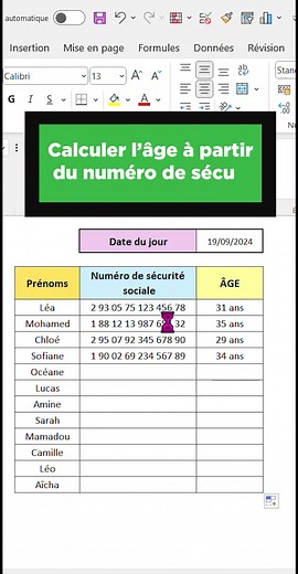Retrouver l'âge d'une personne avec Excel