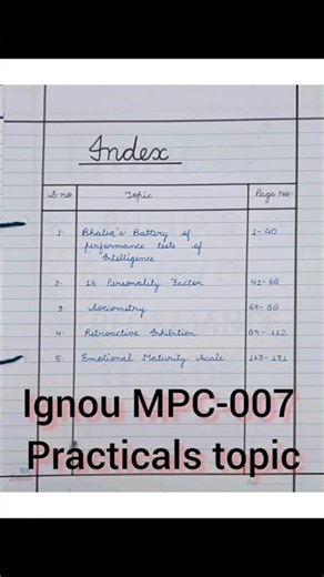 IGNOU @MAPC-007 Practical topics