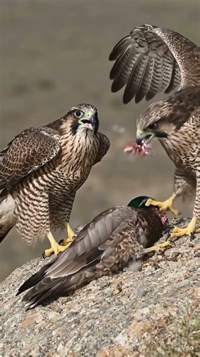 Peregrine Falcons - Recreated with YT Veo AI - Inspired by John James Audubon Plate 16