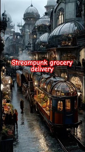 Steampunk version of instacart! #steampunk #retrofuturism #futureworld #instacart #victorian #aiart