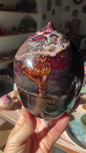 What a little beauty… I love looking at glazes in the sunshine!