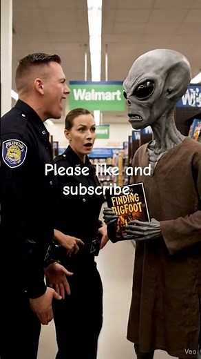 gray alien runs from the police in Walmart #funny #alien