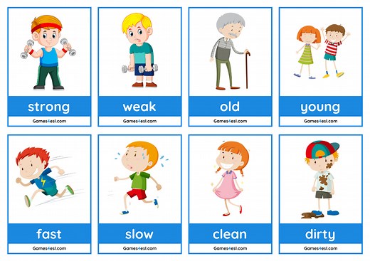 Adjective Flashcards For Kids | Games4esl