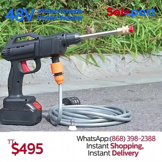 Seleport on Instagram: "48V Wireless Portable Power Washer $495 WhatsApp: (868) 398-2388 🚚FREE Delivery Available Every Day, Including Public Holidays. 📦 Same-Day Delivery Available Everyday in Trinidad & Tobago 🛡 30-Day Warranty Seleport — Instant Shopping, Instant Delivery Description DRAWS WATER FROM ANYWHERE – Electric Pressure Washer Gun Come with a 5M long garden hose allows you to draw water from any fresh water source like a pool, lake, or bucket and . You can hook up to a garden hose